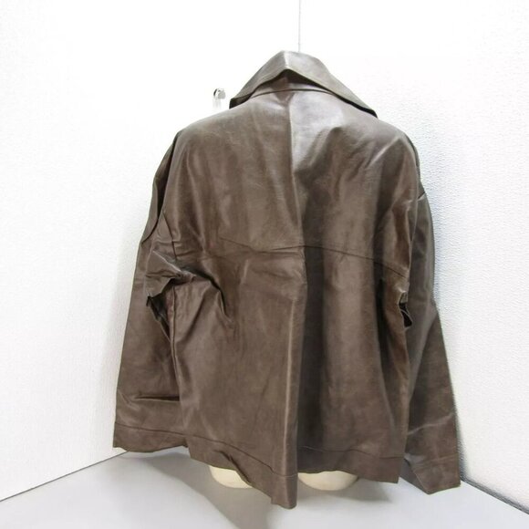 NEW SNDYS Womens Royce Oversized Faux Leather Jacket Size XL Mocha Brown - Picture 6 of 14